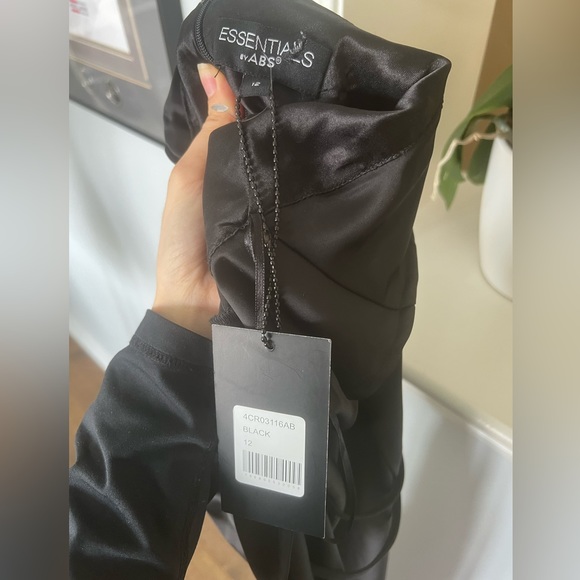 ESSENTIALS BY ABS Long Floor length Satin Black Gown Size 12 Brand New - Picture 5 of 13